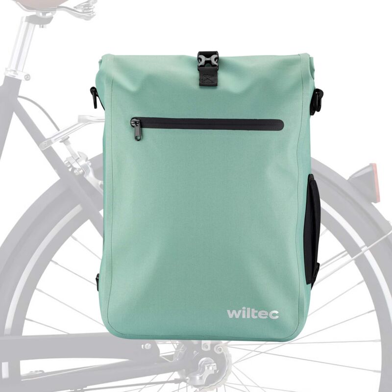 Wiltec - Sacoche sac à dos étanche pour porte-bagages menthe – capacité de 25 l – 600D tpu – avec compartiment pour ordinateur portable – pour vélos