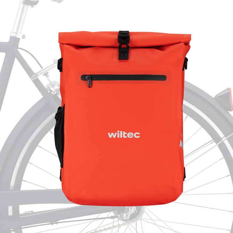 Wiltec - Sacoche sac à dos étanche pour porte-bagages rouge – capacité de 25 l – en 500D pvc – avec compartiment pour ordinateur portable – pour