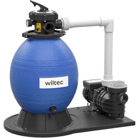 Wiltec Sandfilteranlage 750 W mit 71l Filtertank und selbstansaugender  Pumpe 20000 l/h, Sandfilterpumpe, Pool-Pumpe