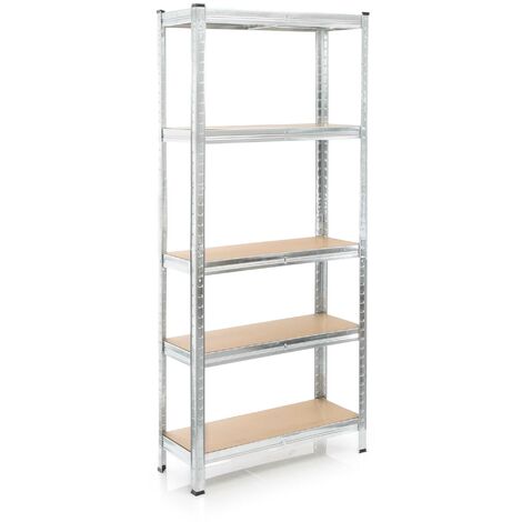 Wiltec Schwerlastregal 75x30x174cm, Gesamtlast 875kg, Steckregal verzinkt aus Stahl, Lastenregal mit 5 Ablagen, Werkstattregal