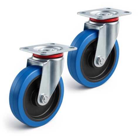 Wiltec Set 2 Ruote piroettanti senza freno 200mm max 350kg con piastra di montaggio, per carrelli, mobili