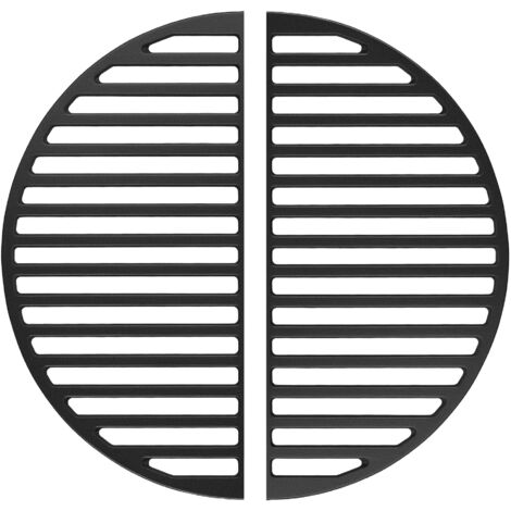 Wiltec Set 2x Griglia in ghisa, forma a mezza luna, 55 x 26,5 x 0,9 cm, per barbecue, bistecchiera, ideale per grigliare carne, pesce, verdure