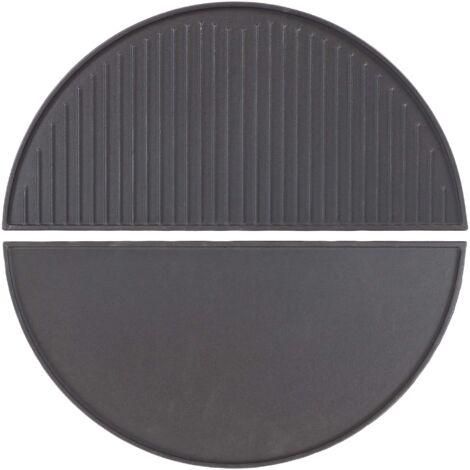 Wiltec Set 2x Piastra in ghisa rigata, forma a mezza luna, 49,8 x 24,3 x 1,5 cm, griglia in ghisa per barbecue, bistecchiera, ideale per grigliare carne, pesce, verdure