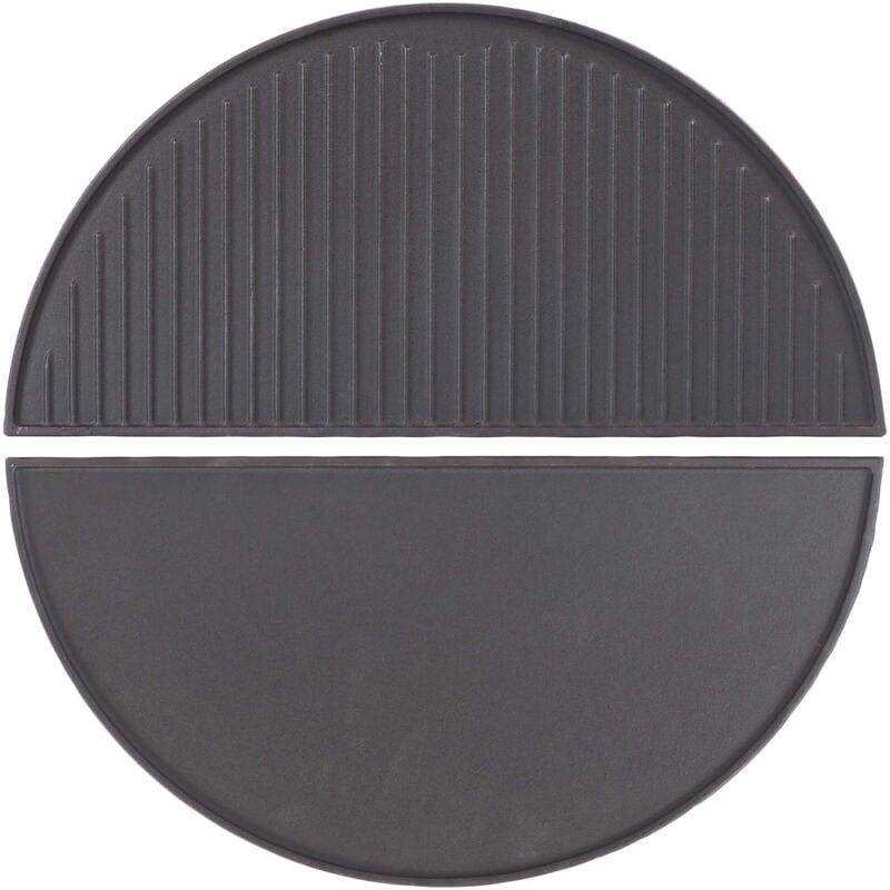 Set 2x Plaque de gril bbq semi-circulaire – 46,7 x 22,8 x 1,5 cm – en Fonte – Barbecue Charbon de bois ou à gaz – Grillade Cuisson – Terrasse Jardin