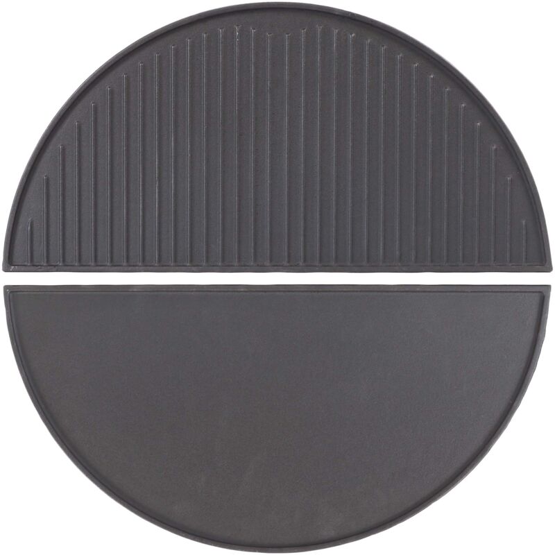 Set 2x Plaque de gril bbq semi-circulaire – 49,8 x 24,3 x 1,5 cm – en Fonte – Barbecue Charbon de bois ou à gaz – Grillade Cuisson – Terrasse Jardin