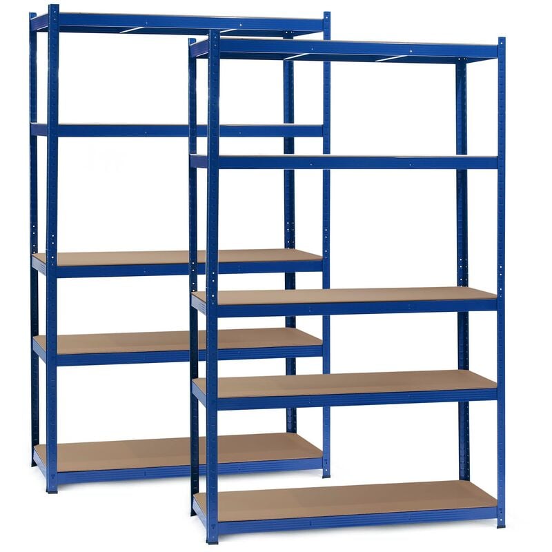 Image of Wiltec Set 2x Scaffali a incastro per carichi pesanti Blu 120x60x204cm 5 ripiani 200kg/piano