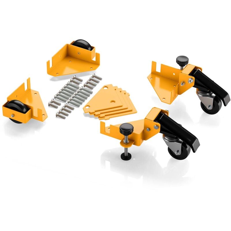 Set 4x Roulettes Meuble pivotante 850 x 850 mm 2 Roulettes avec Frein Noir-orange Charge 180 kg Vis de fixation Dispositif Mobilité Mobilier Canapé