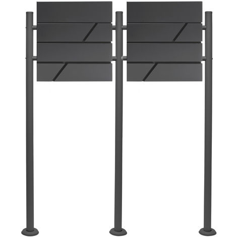 Wiltec Set de 2 buzones V14 antracita buzón de pared con cerradura soporte portaperiódicos incluido de acero con recubrimiento en polvo