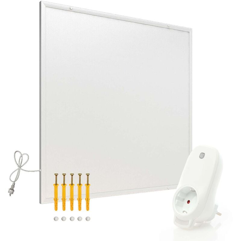 Wiltec Kit Panneau chauffant infrarouge avec themostat – 290 W – 620 x 520 x 15 mm – Chauffage IR électrique mural – Émetteur Radiateur à Rendement