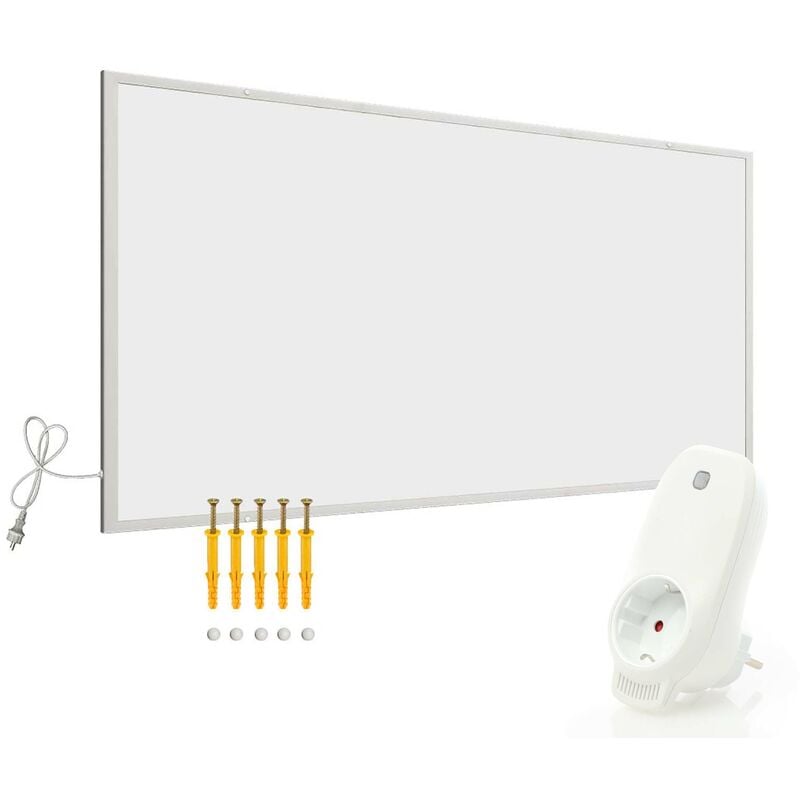Wiltec Kit Panneau chauffant infrarouge avec themostat – 700 W – 1220 x 770 x 15 mm – Chauffage IR électrique mural – Émetteur Radiateur à Rendement
