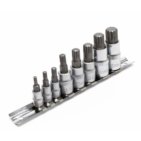 Wiltec Set di chiavi a bussola XZN Filettatura interna multidente 8 pezzi M4 – M16