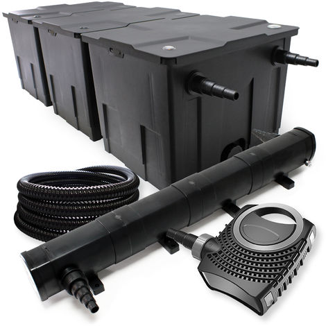 Wiltec Set filtro para estanque hasta 90000l UVC Clarificador con 72W 115W Bomba manguera 25m