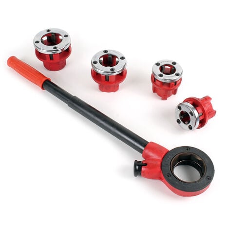 Wiltec Set roscadora de tubos terrajas de corte 4 cabezales Ø 20,96mm (½ ") - 41,91mm (1 ¼") BSPT
