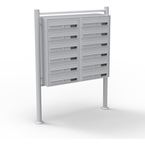 Wiltec Sistema de 12 buzones color gris platinado acero galvanizado resistente a la intemperie con cerraduras y llaves instalación independiente espacio amplio para cartas y paquetes pequeños