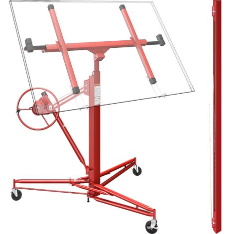 Wiltec Sollevatore pannelli cartongesso con prolunga, max 68kg, Carrello Alzapannelli Alzalastre