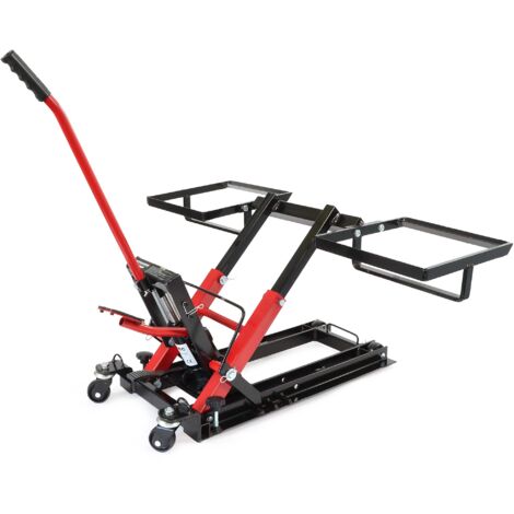 Wiltec Sollevatore per trattorino 3in1, alza moto e quad, max 530 mm, Martinetto idraulico a carrello