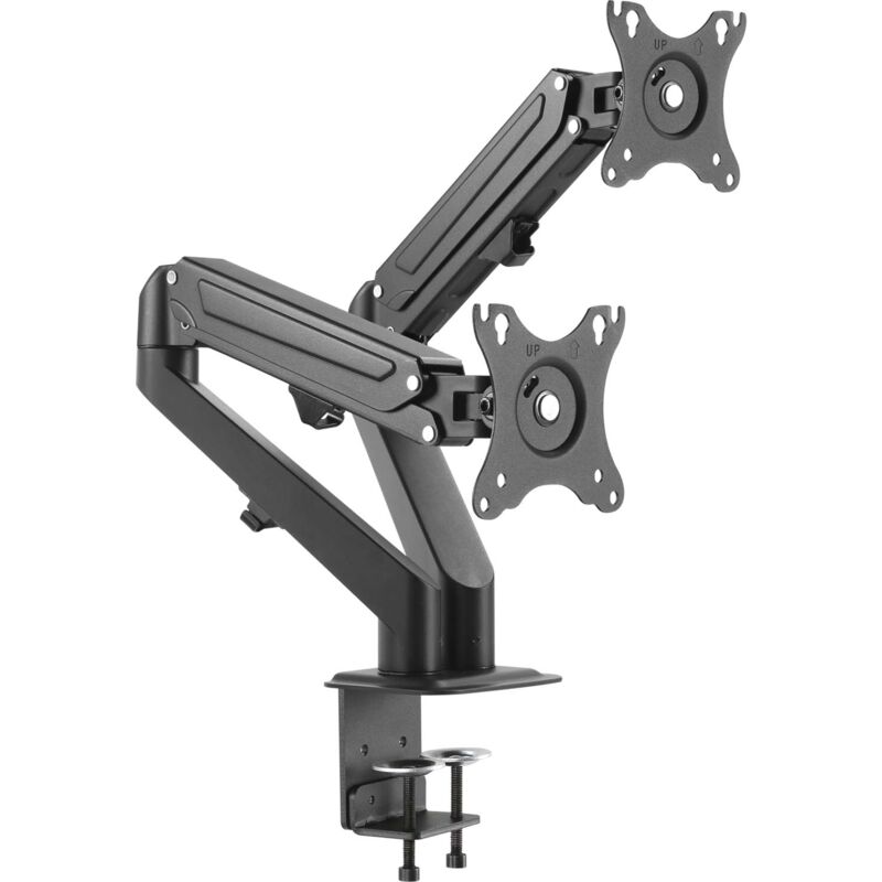 Wiltec Support 2 Écrans 17-27 Pouces 2x Ordinateur 2 à 6,5 kg Ressort à gaz Fixation de table VESA 75x75/100x100 Bras Articulé Porte-Ordi Inclinaison Wiltec Support 2 Écrans 17-27 Pouces 2x Ordinateur 2 à 6,5 kg Ressort à gaz Fixation de table VESA 75x75/100x100 Bras Articulé Porte-Ordi Inclinaison