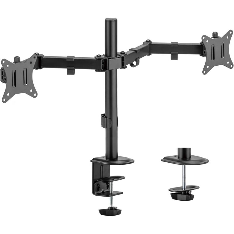 Wiltec Support 2 Écrans Jusqu'à 32 Pouces 2x Ordinateur 9 Kg Ressort à gaz Fixation de table VESA 75/100 PC Bras Articulé Porte-Ordi Inclinaison et Wiltec Support 2 Écrans Jusqu'à 32 Pouces 2x Ordinateur 9 Kg Ressort à gaz Fixation de table VESA 75/100 PC Bras Articulé Porte-Ordi Inclinaison et