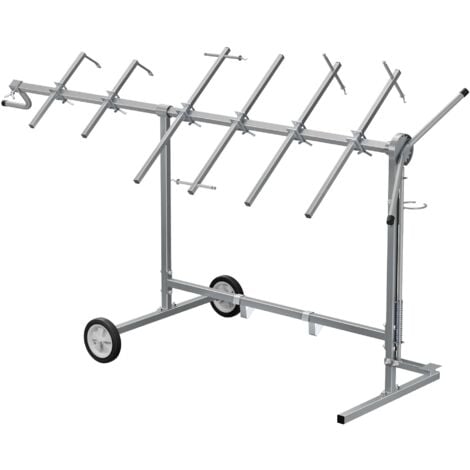 Wiltec Support de peinture rotatif 360° – 2300 x 610 x 1340 mm – en Acier – Pour pièces de carosserie – Réglable – avec 4 attaches pour capot et 2 supports spoiler