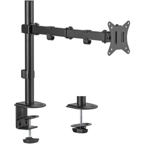 Wiltec Support d’écran 17-32 Pouces 9Kg 1x Ordinateur Fixation de table VESA 75/100 PC Bras Articulé Porte-Ordi Inclinaison et Hauteur Réglable Rotation Pied Socle d'écran