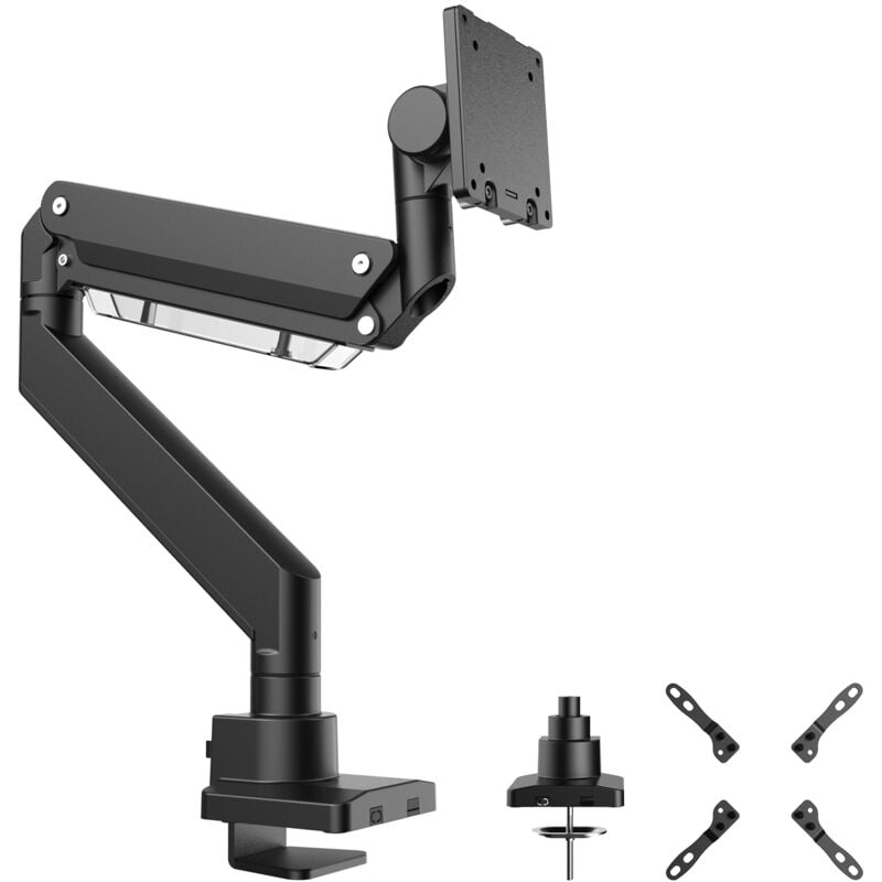 Wiltec - Support tv pour Écran incurvé 17'-57' – Fixation sur bureau orientable +45°--45° et inclinable +90°--90° – capacité de charge max. 26 kg –