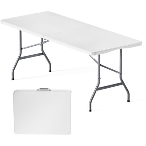 Wiltec – Table de camping pliante 180 x 75 x 74 cm – En plastique PE-HD et acier – Légère 11 kg – Pliable pour extérieur, BBQ, pique-nique