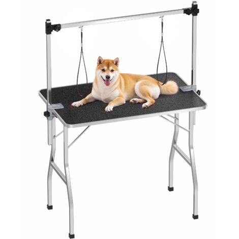 Wiltec – Table de toilettage pliable pour chiens et chats – Surface antidérapante 91 x 61 cm – Capacité 60 kg – Support de sangles inclus