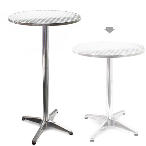 Wiltec Table haute de bar sur pied – 600 x 600 x 700 mm – Réglage en hauteur 70/110 cm / Ø 60 cm / tube Ø 58 mm – en Aluminium – Mange debout – Meuble Terrasse Jardin Salon Cuisine Bistro Brasserie