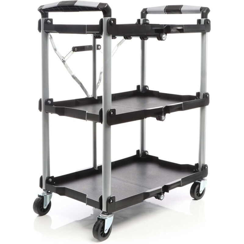 WilTec Toboli Chariot Pliable – 645 x 445 x 833 mm – capacité de Charge Max. 120 kg – Desserte de Cuisine, Bain, Bureau, gastronomie, Atelier – à 3
