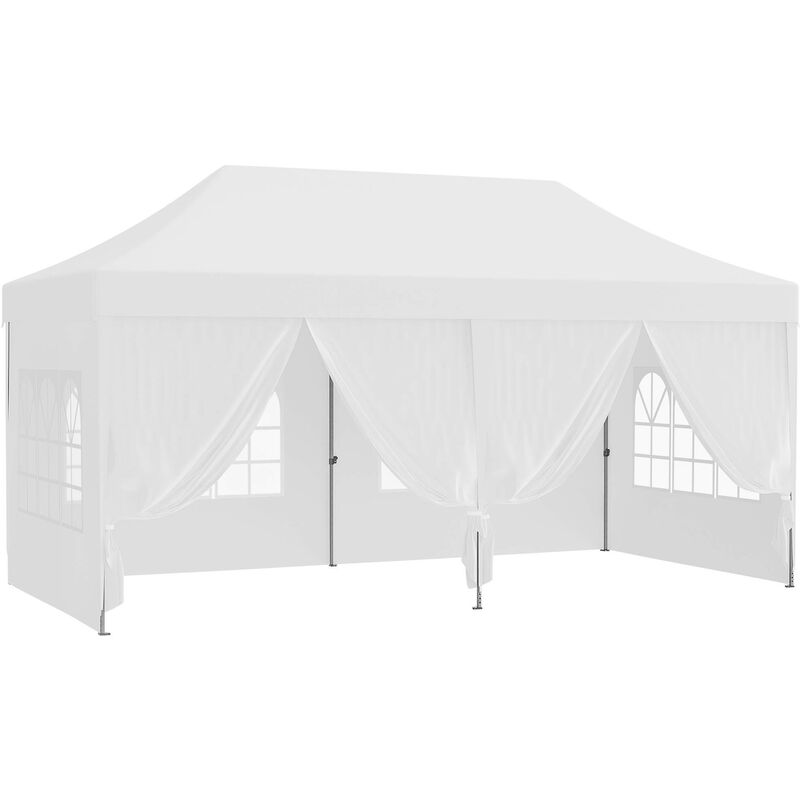 Tonnelle de jardin étanche blanche 3x6m Tente avec parois latérales protection uv Pavillon - weiß - Wiltec