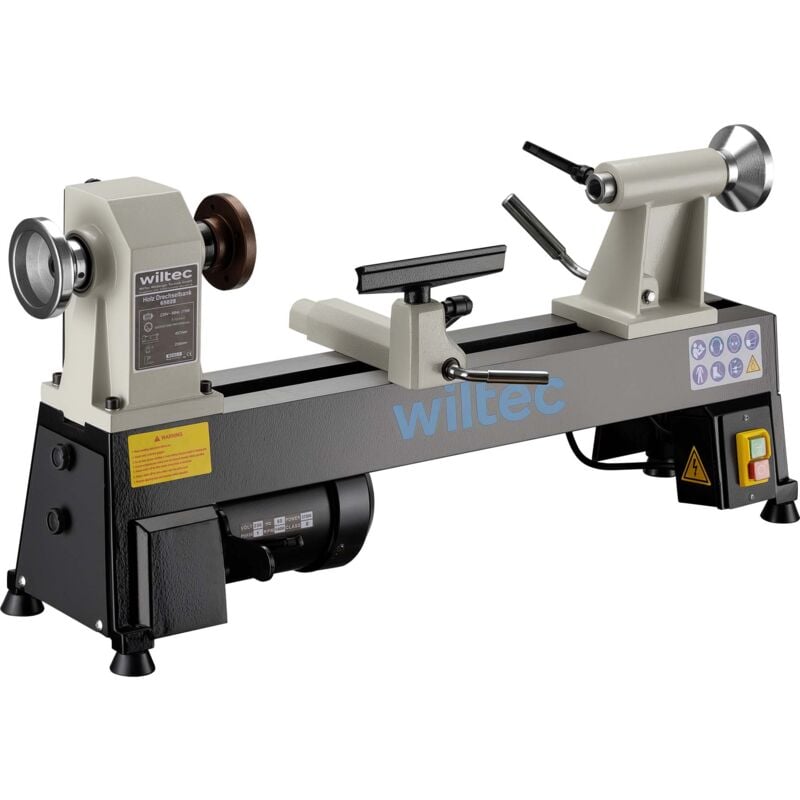 Wiltec - Tour à bois d'établi 370W Réglable 600-2800 tr/min, Porte-outil Usinage de Bois Haute qualité, Tournage, Accesoires inclus, Atelier Bricolage