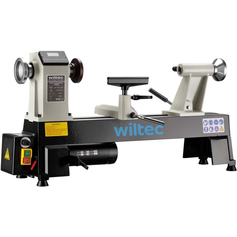 Wiltec - Tour à bois d'établi 550W Réglable 650-3800 tr/min, Porte-outil Usinage de Bois Haute qualité, Tournage, Accesoires inclus, Atelier Bricolage