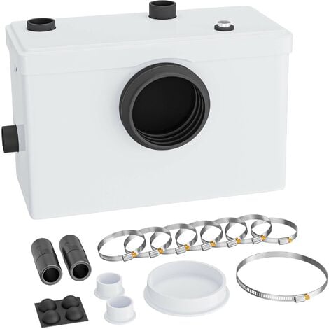 Wiltec Triturador sanitario 3/1 equipo elevador de aguas residuales motor 600 W potente bombeo altura de impulsión máx. 10 m distancia máx. 100 m hasta 90°C para duchas, lavabos y más