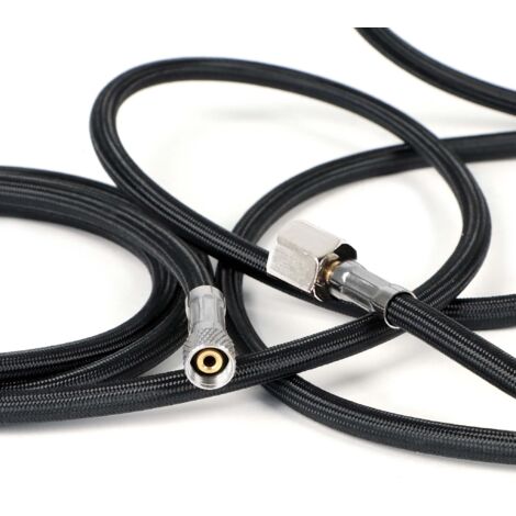 Wiltec – Tuyau à air comprimé flexible 3 m – Gaine textile robuste – Raccords femelles 9,51 mm (1/8') et 12,91 mm (1/4') – Pression élevée