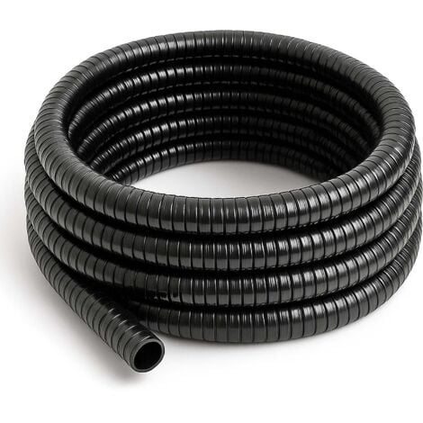 Wiltec Tuyau d'aspiration noir – 5 m / Ø 38 mm (1 1/2") / 260 g/m – avec Spirale de renforcement – Tube souple sans pression en PVC – pour Arrosage Irrigation Jardinage Évacuation Refoulement