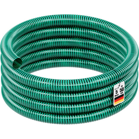 Wiltec – Tuyau d'aspiration souple 5 m – Ø 50 mm – PVC renforcé – Pression élevée – Plage de température -5°C à +65°C – Pour drainage et évacuation
