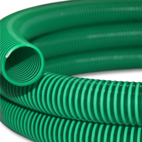 Wiltec – Tuyau d'aspiration vert 25 m – Ø 38 mm (1 1/2') – Spirale de renforcement – PVC souple pour drainage et évacuation
