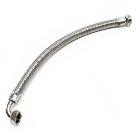 Wiltec – Tuyau flexible sanitaire en acier inoxydable 0.5m – Diamètre extérieur 33,7mm – Raccord laiton nickelé – Pour installation eau domestique