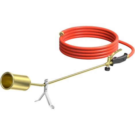 Wiltec Unkrautbrenner bis 1850°C Gasbrenner mit 80kW, Abflammgerät für Unkraut, 85 cm Unkrautvernichter, Dachbrenner mit 5 m Schlauch