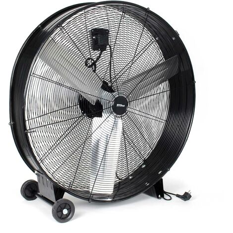 Wiltec Ventilador de tambor industrial 90 cm 360 W ventilador de suelo portátil 3 velocidades