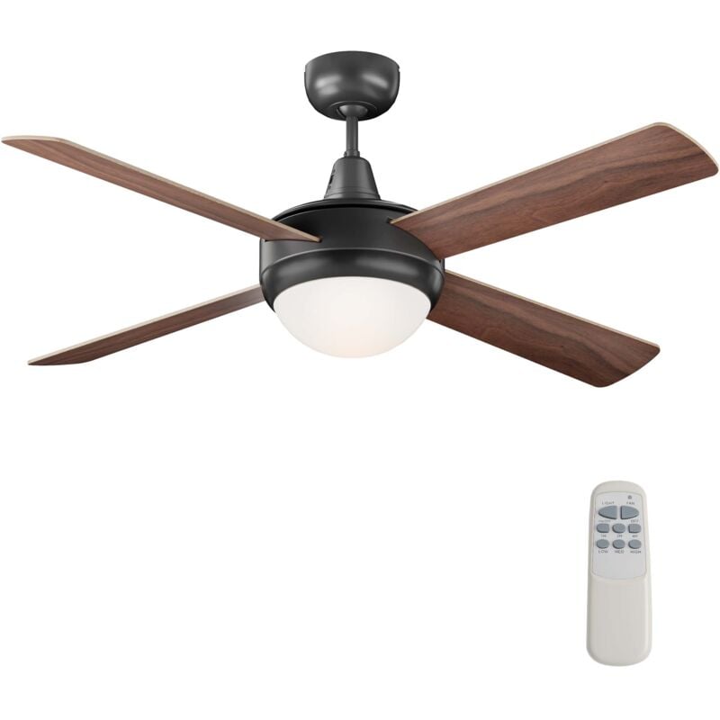 Wiltec - Ventilateur de plafond silencieux 53 w, 4 pales, ø 122 cm, max. 18 m², plafonnier intégré, brasseur d'air avec lampe lustre luminaire