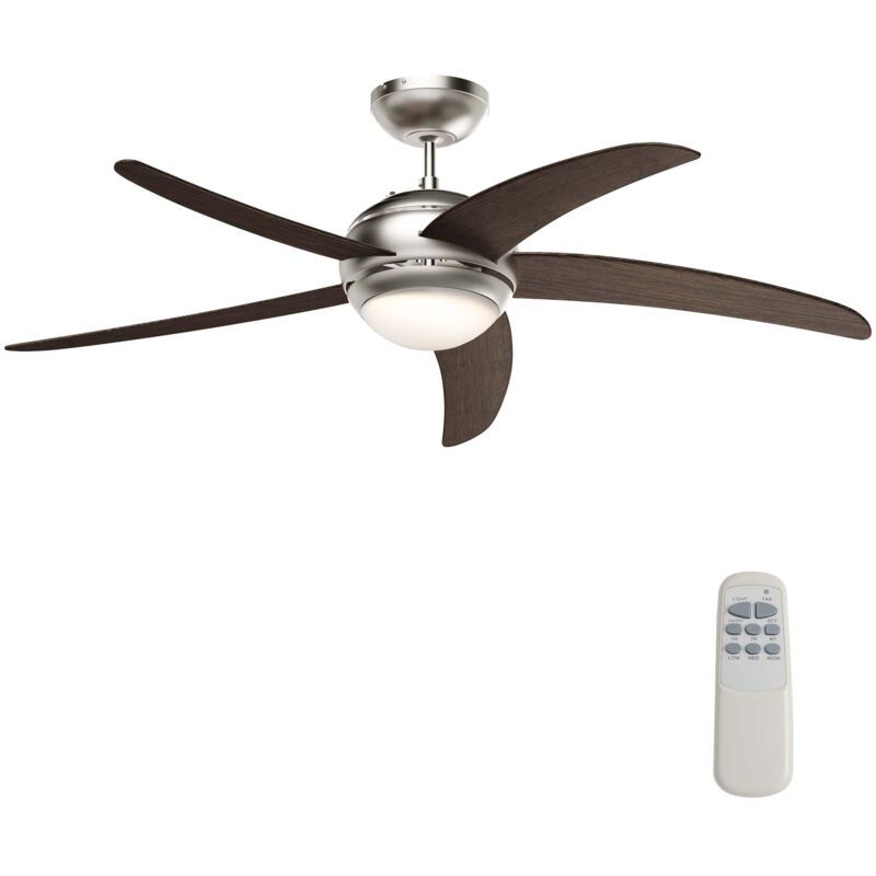 Wiltec - Ventilateur de plafond silencieux 70 w, 5 pales, ø 136 cm, max. 18 m², plafonnier intégré, brasseur d'air avec lampe lustre luminaire