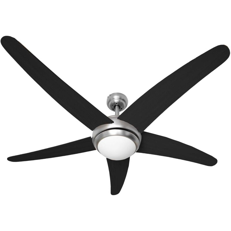 Image of Wiltec - Ventilatore da soffitto ø 136 cm con 5 pale, lampadario ventilatore con 3 velocità, telecomando, timer, modalità estiva e invernale, 70 w