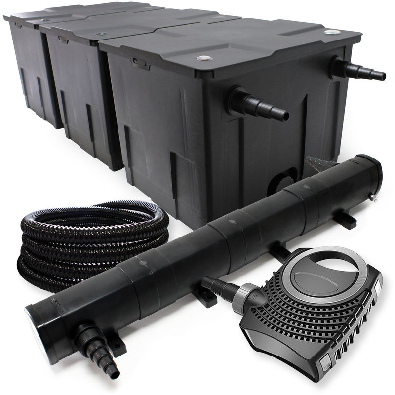 

Wiltec Set filtro para estanque hasta 90000l UVC Clarificador con 72W 115W Bomba manguera 25m