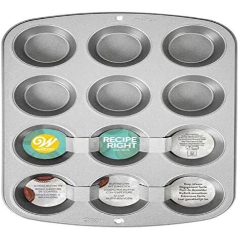 Wilton Teglia da forno per cupcake/muffin, ricetta destra, antiaderente, 12 fori