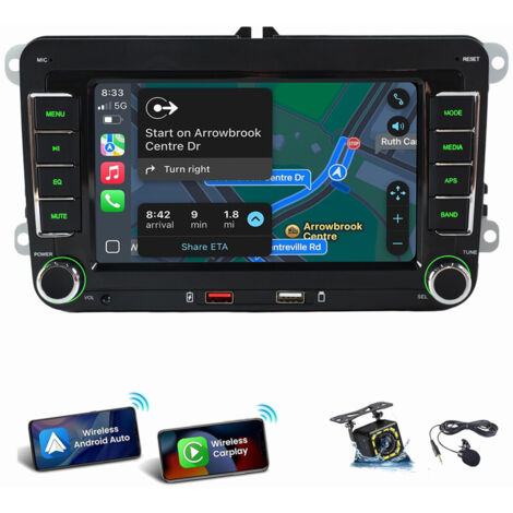 Wince 7" Pour VW GOLF 5 6 Polo Passat Touran Tiguan Caddy Autoradio Carplay RDS MIC CAM