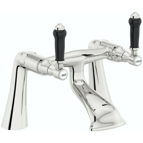 Winchester bath mixer tap with black lever handle