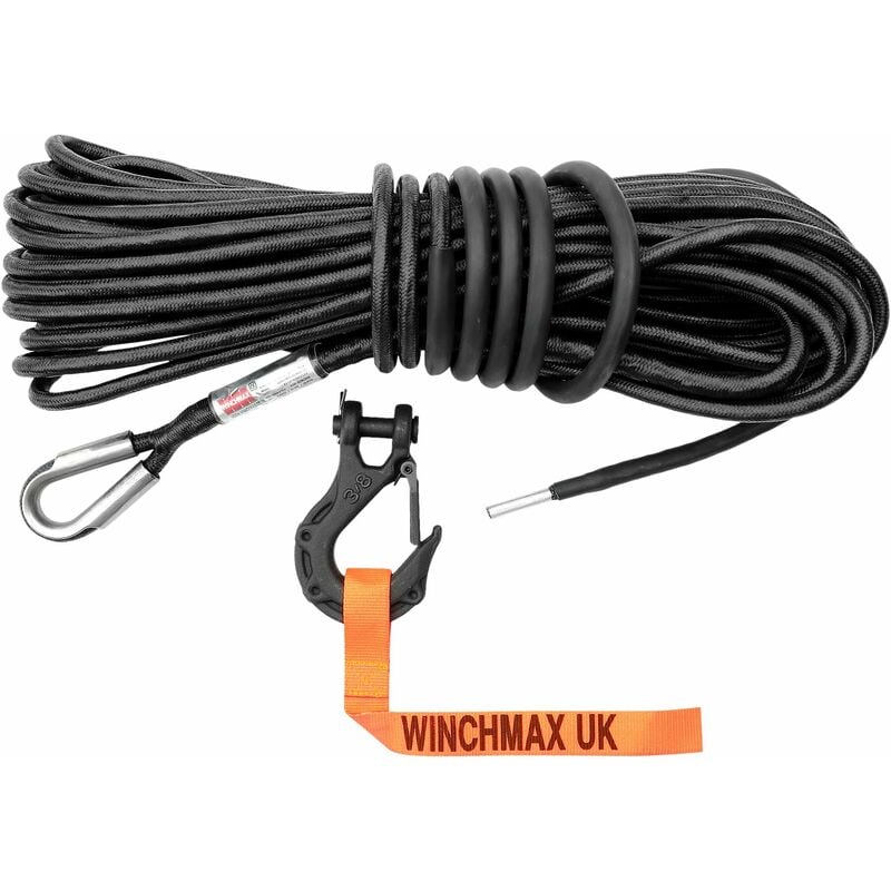 WINCHMAX WINCHMAX Armourline Synthetic Rope 25m x 10mm with Tactical Hook - MBL 9,500kg - Hole Fix