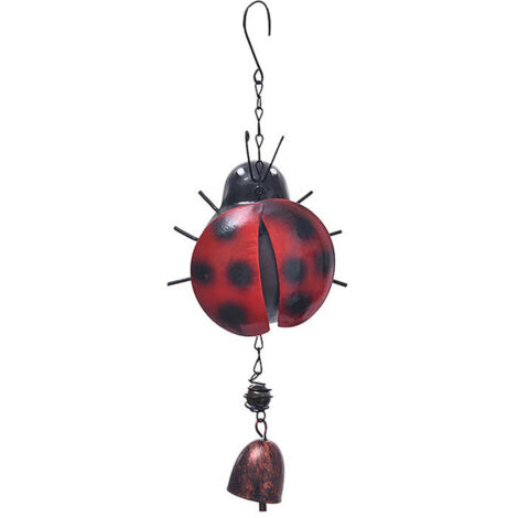 [Wind Chime] - Carillon suspendu pour jardin avec décorations en coccinelles et abeilles, en fer peint avec verre, couleur rouge et jaune, 90g pour porte-fenêtre-patio-terrasse.