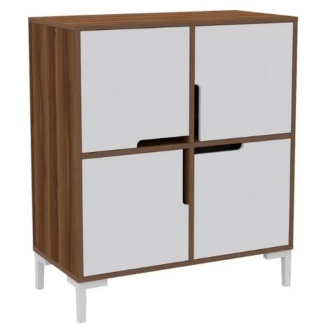 Wind Tower zapatero 4 compartimentos nogal blanco 90x45xh.90 cm